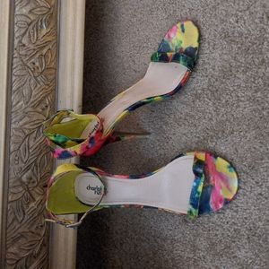 Charlotte Russe open toed multicolored heels size 10
